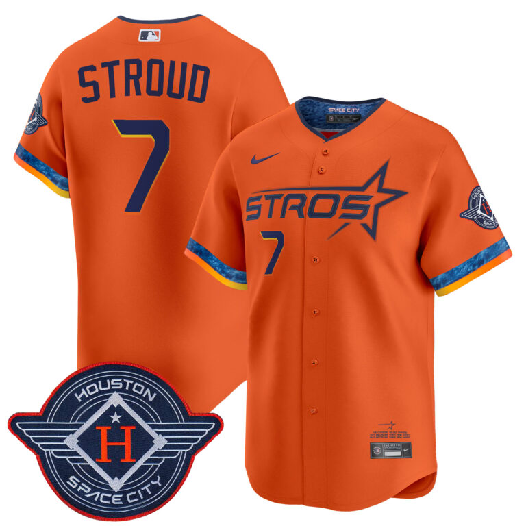 Men Houston Astros #7 Stroud orange 2025 City Connect Vapor Limited Stitched Jersey->houston astros->MLB Jersey
